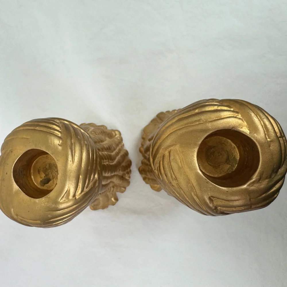 Vintage Gold Ceramic Tassel Candle Holders